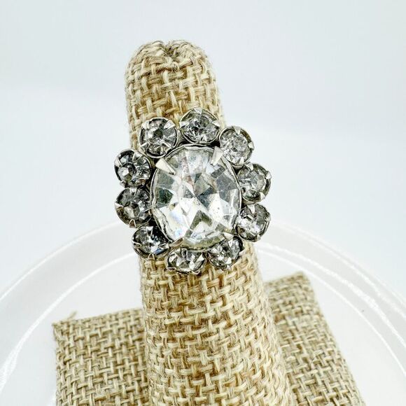 Vintage Georgian Dutch Revival Inspired Rhinestone Ring Dazzling Statement Retro - Picture 5 of 8